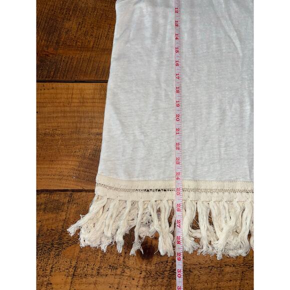 NWT Womens Scotch & Soda Cream 100% Linen Fringe Tank Top Boho Style Size 4 - Picture 7 of 8